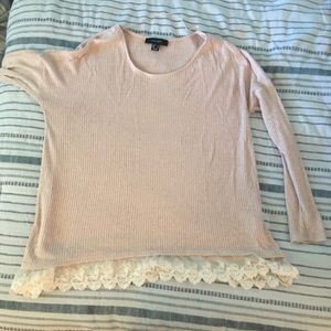 Blush Long Sleeve Tee with Lace Bottom